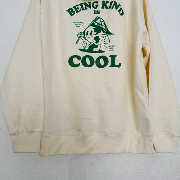 INDEPENDENT Trading Company BE KIND Hooded Sweatshirt Cream/Green Size Large - Picture 7 of 12